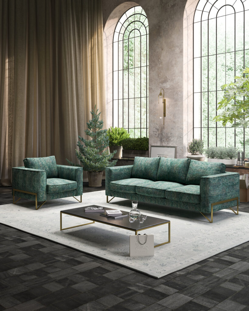 Aranżacja sofy tapicerowanej w eleganckim wnętrzu