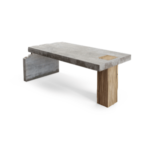 Ława z drewna i betonu