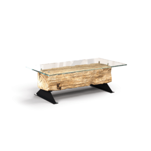 Ława z drewna i metalu