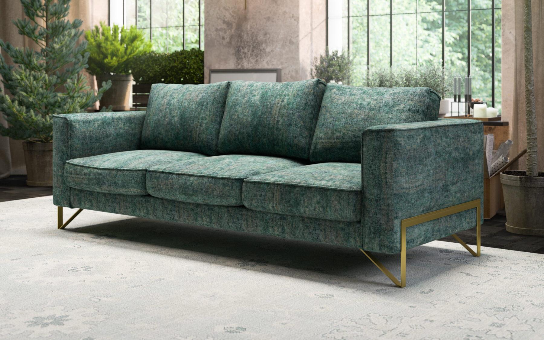 Turkusowa sofa wysokiej klasy