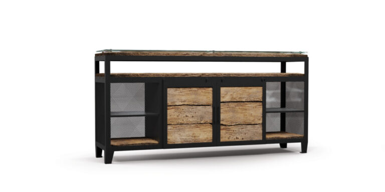 komoda z drewna i metalu meble drewniane