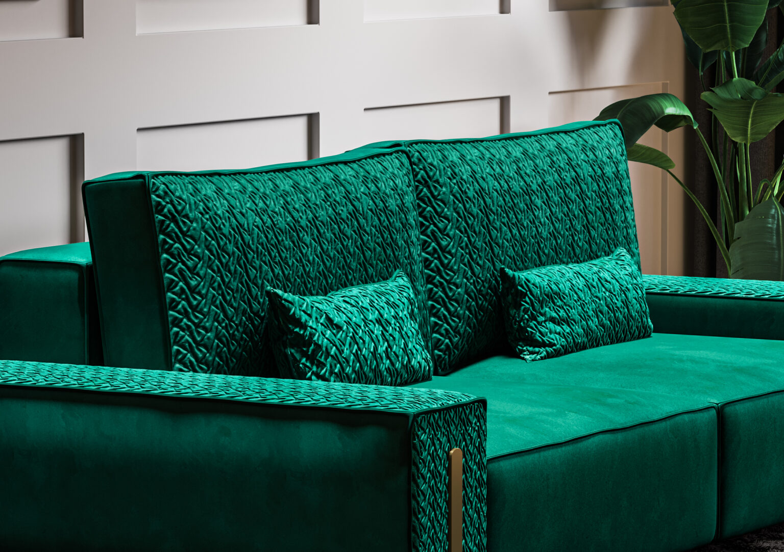 turkusowa sofa tapicerowana