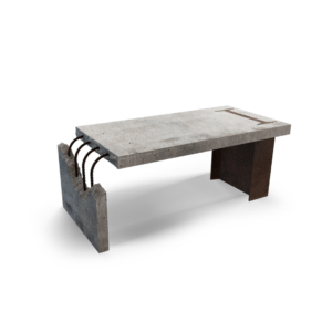 Ława z betonu i metalu