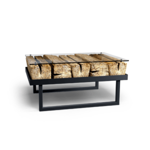 drewniana ława z drewna i metalu