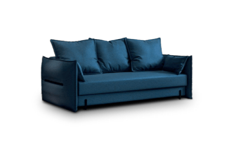 niebieska sofa tapicerowana