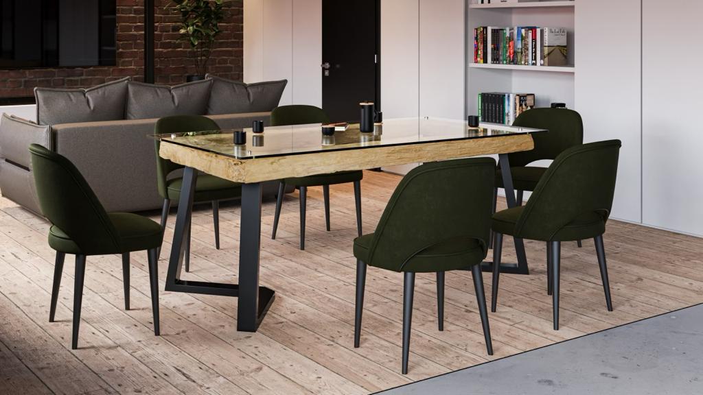 Drewniany stół z metalowymi nogami